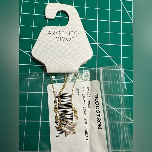 NWT Argento Vivo 18K Over Sterling Silver Star Mop Necklace - Picture 3 of 4